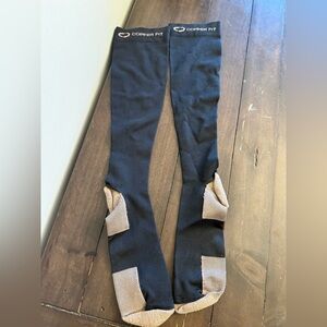 Copper Fit Women's Black Compression Socks with Tan Accents